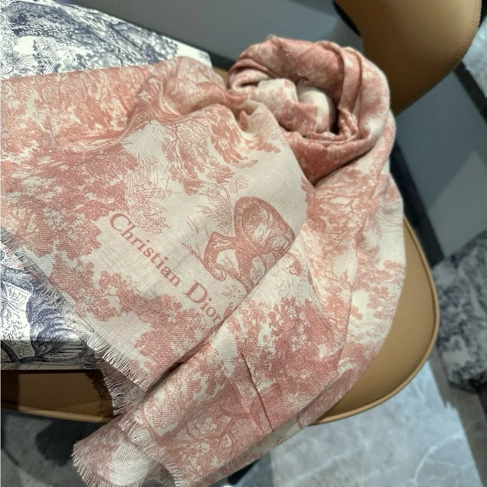 Dior Pink and White Women's Scarf